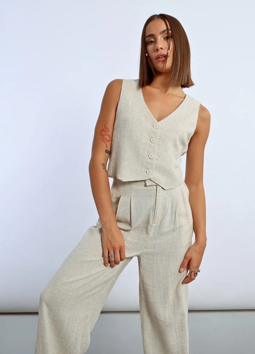 Lili Linen-Blend Vest