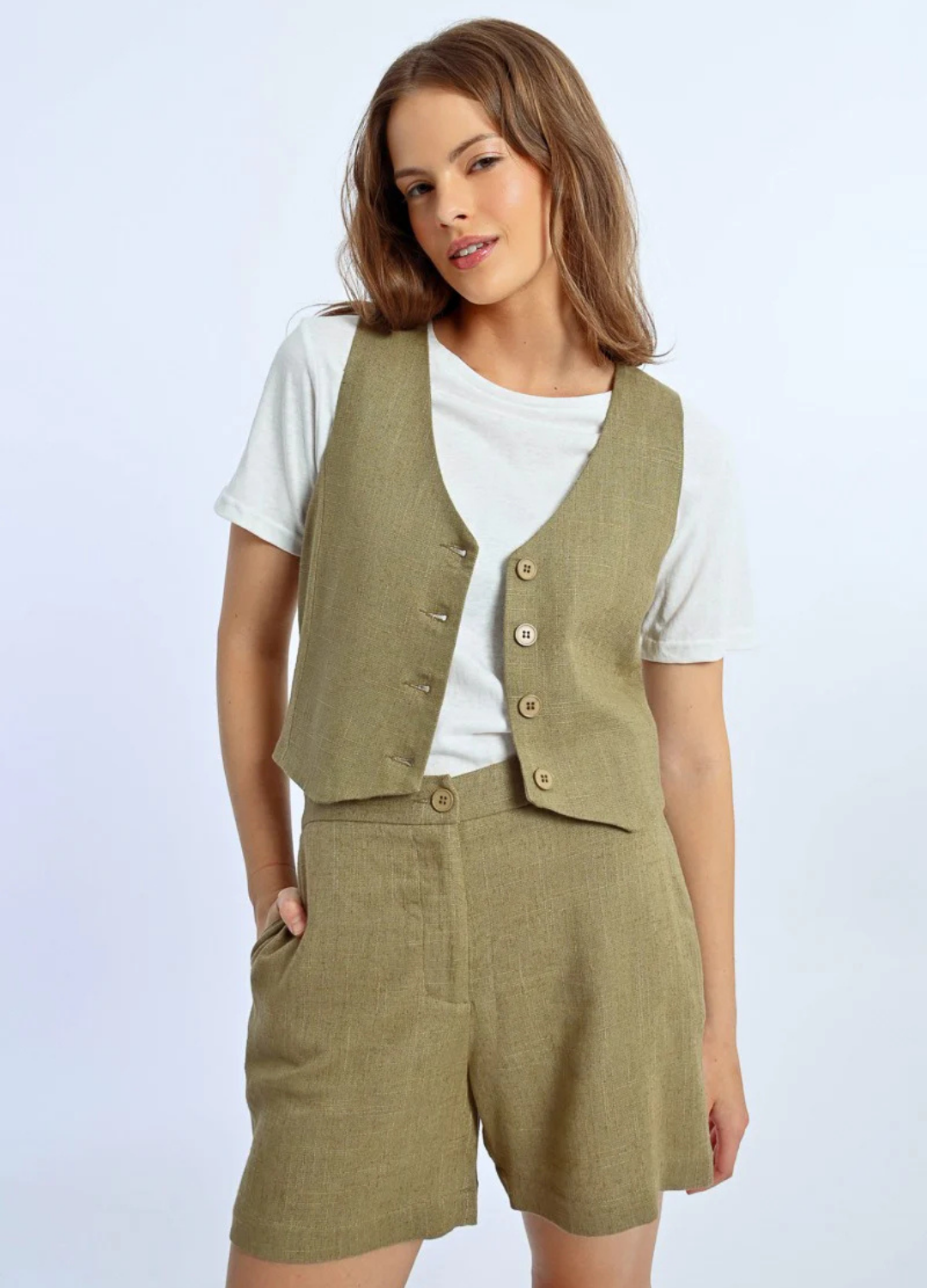 Lili Linen-Blend Vest