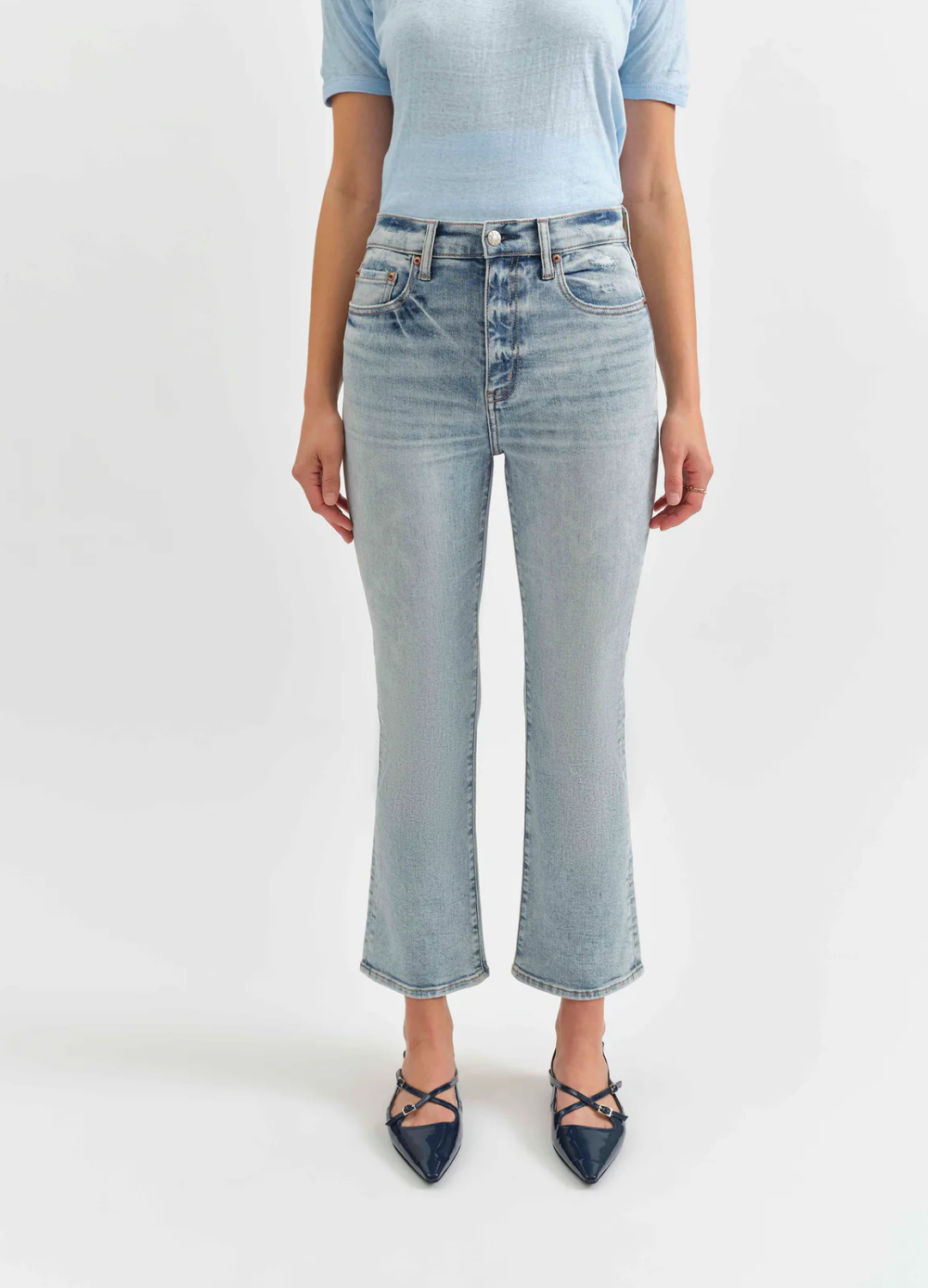 Shy Girl Cropped Flare Jean in Miracle