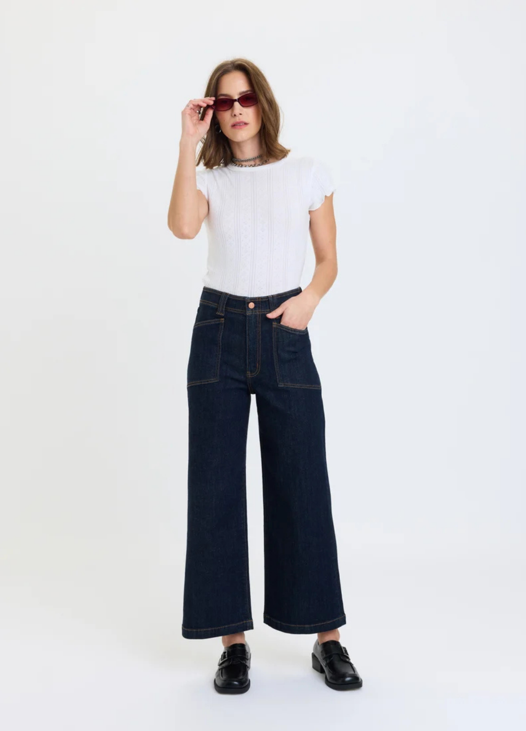 Valley Girl Wide Leg Ankle in Rinse