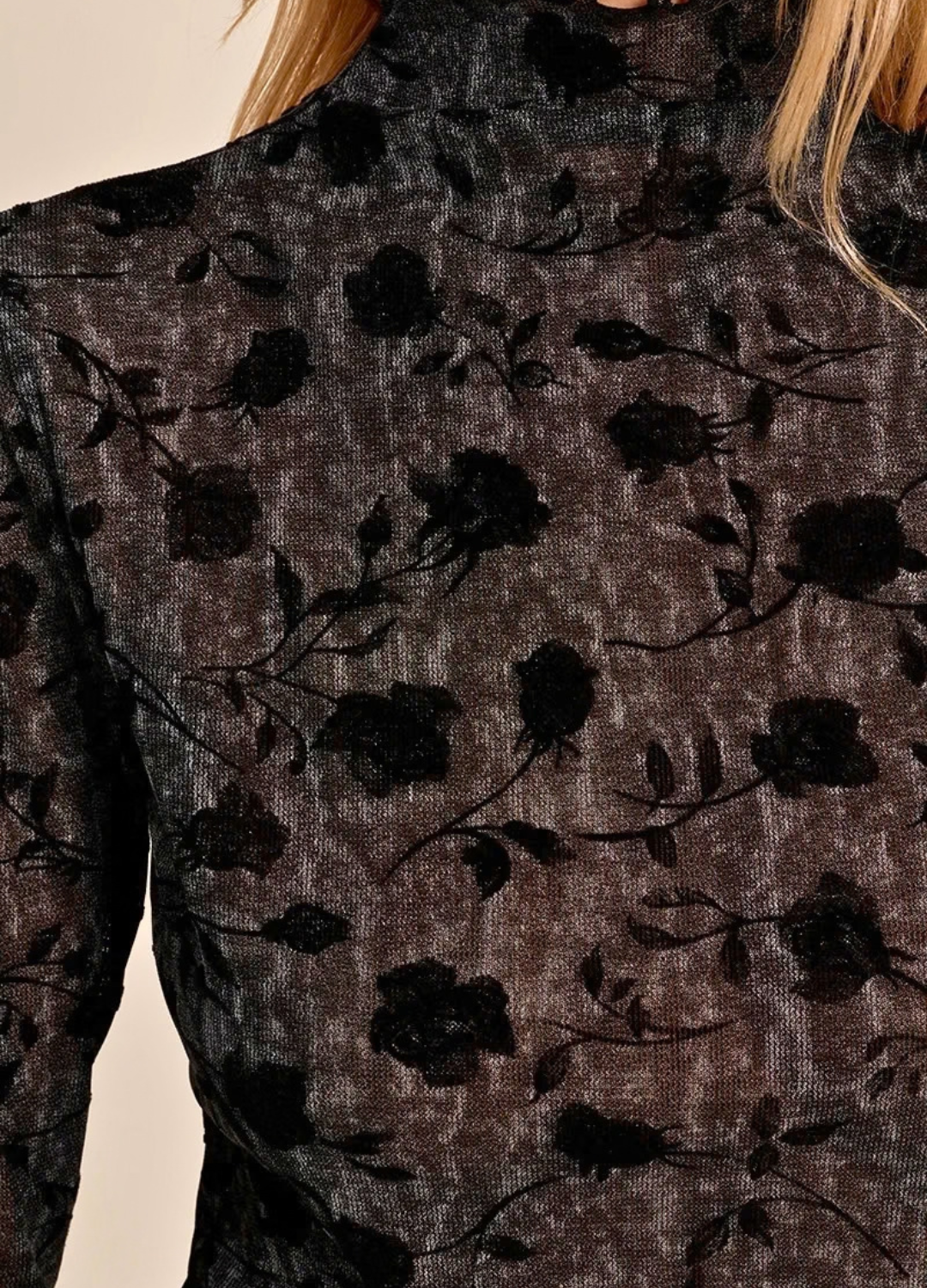 Jasmine Long Sleeve Flocked Top