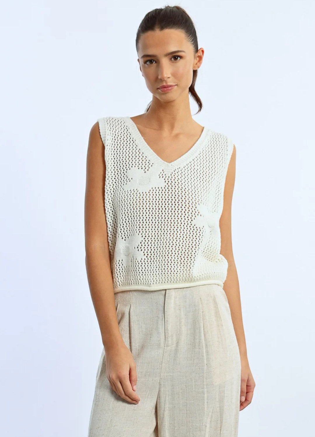 Crochet Flower Knit Tank