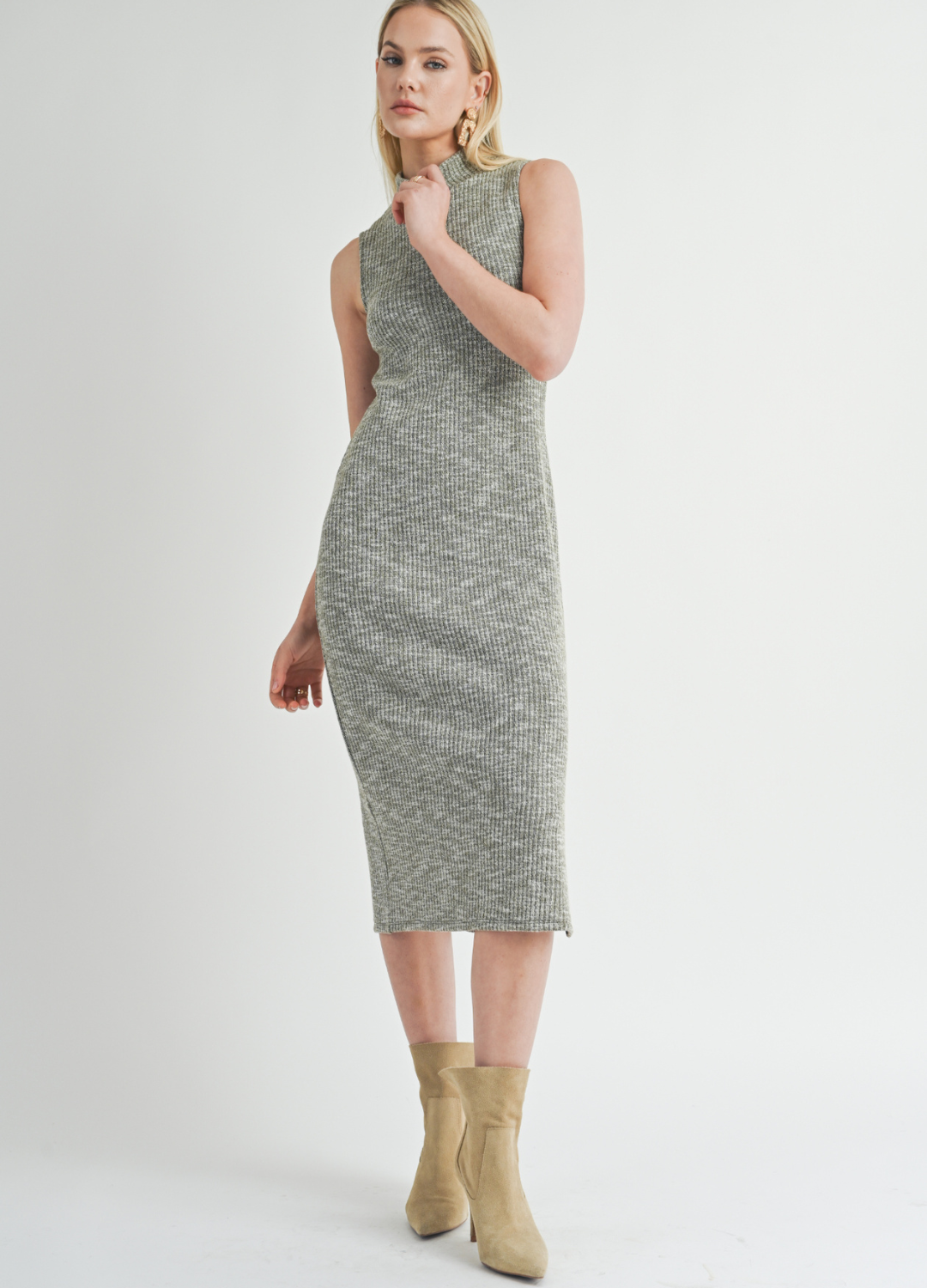 On The Path Mockneck Midi Dress