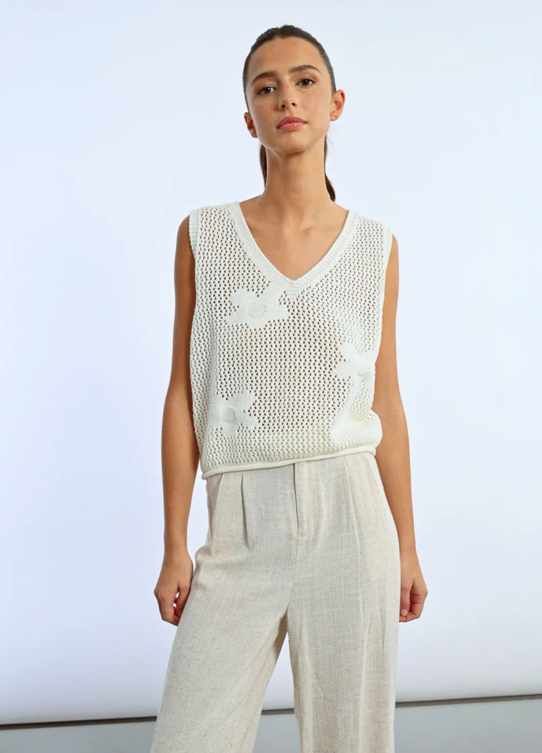 Crochet Flower Knit Tank