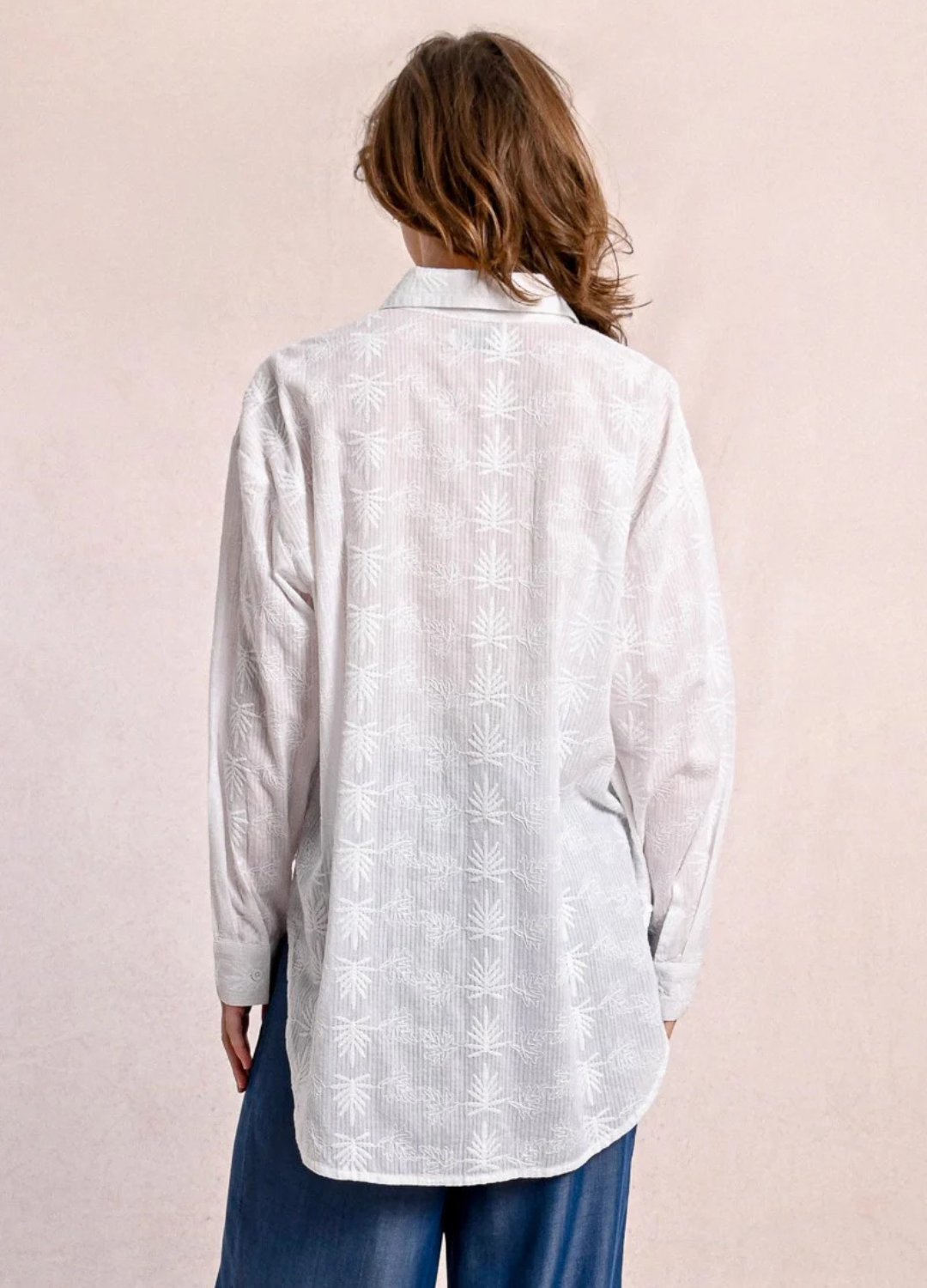 Palm Leaf Long Sleeve Button Up Shirt