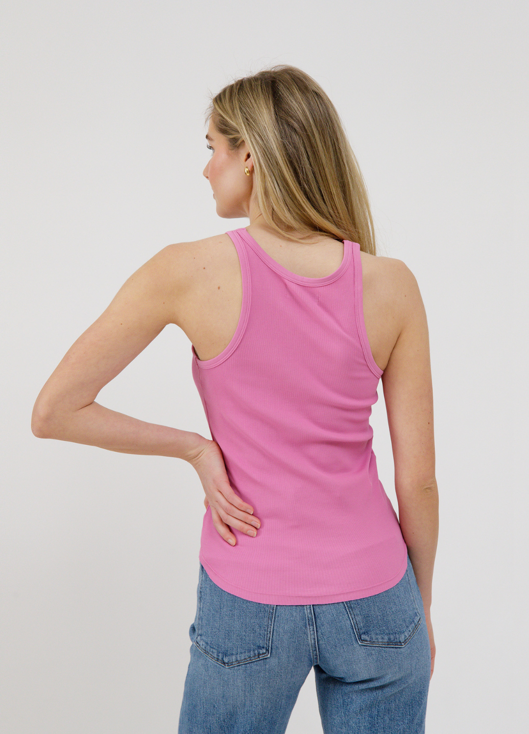 Curved Hem Ribbed Tank