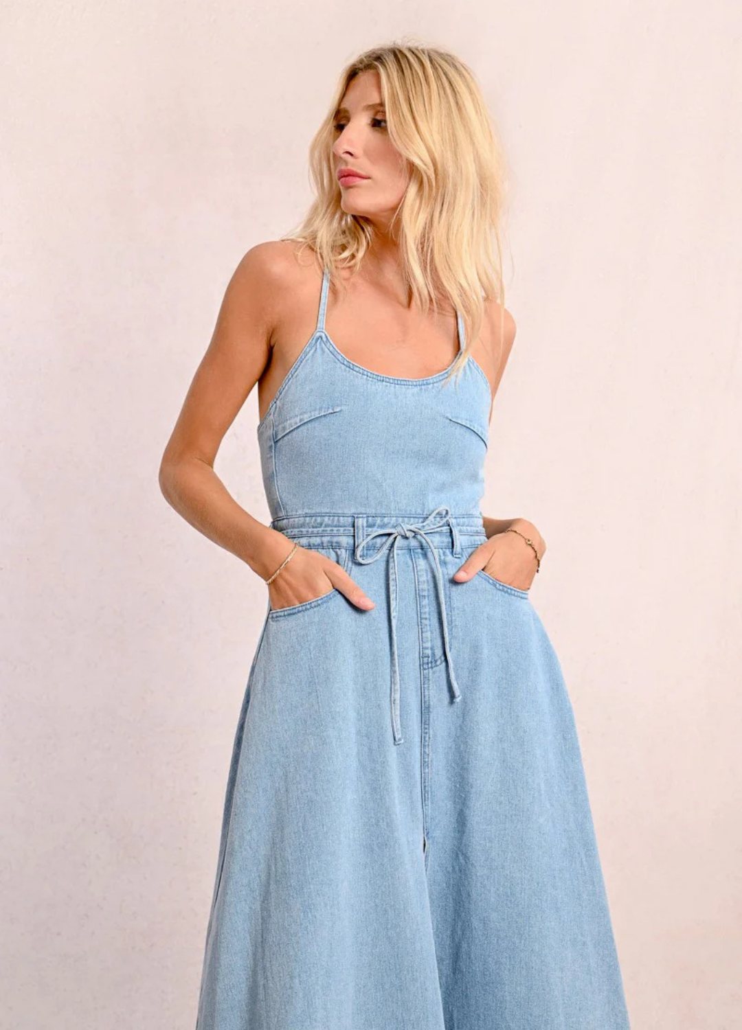 Molly Long Denim Dress With Back Detail