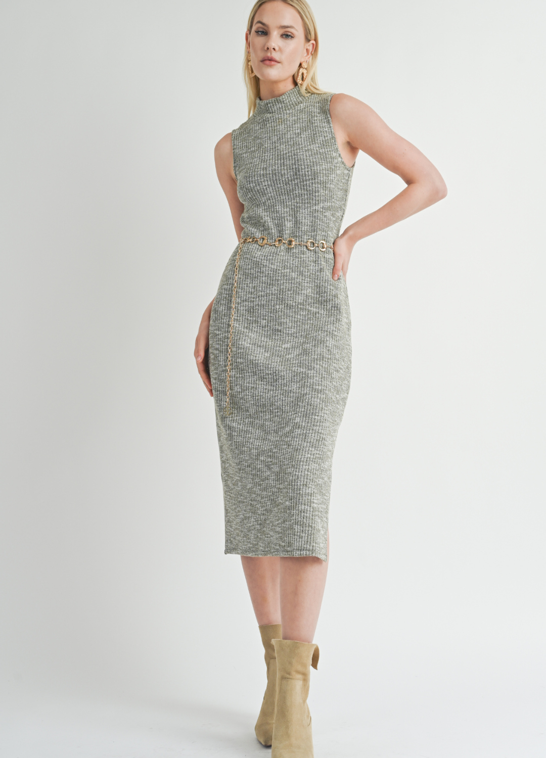 On The Path Mockneck Midi Dress