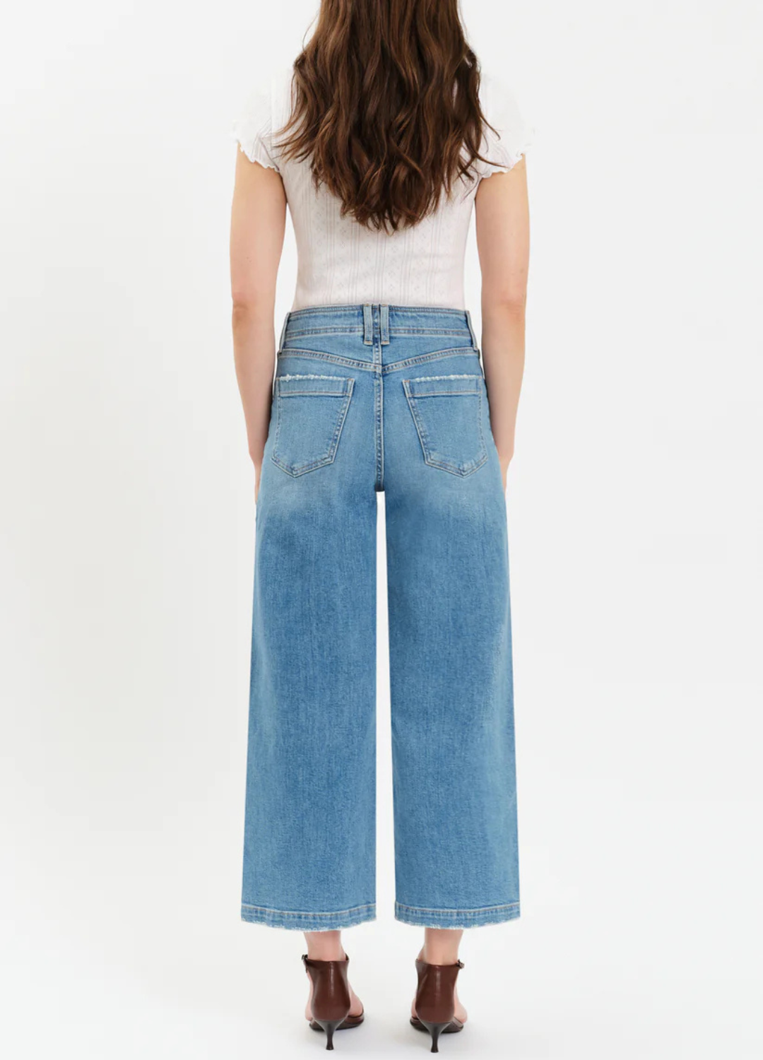 Valley Girl Patch Pocket Wide Leg Jeans