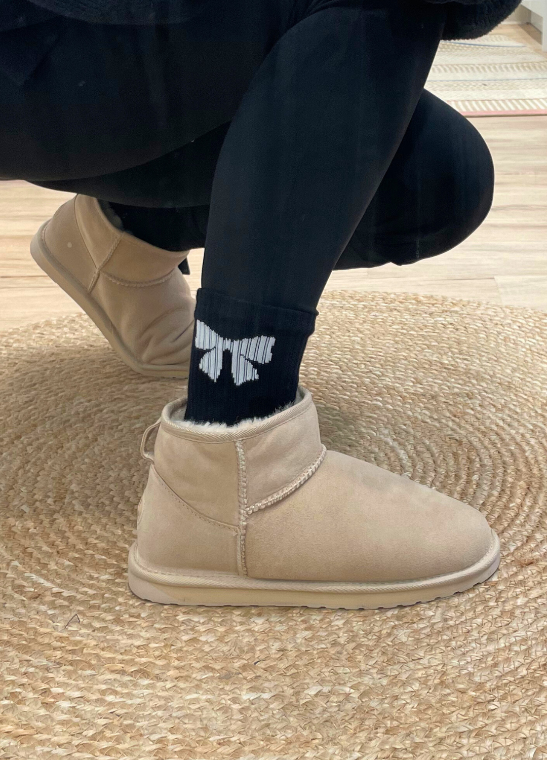 Socks with Contrasting Printed Bow