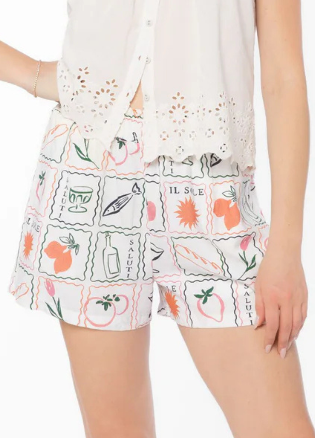 Linen Stamp Tile Shorts