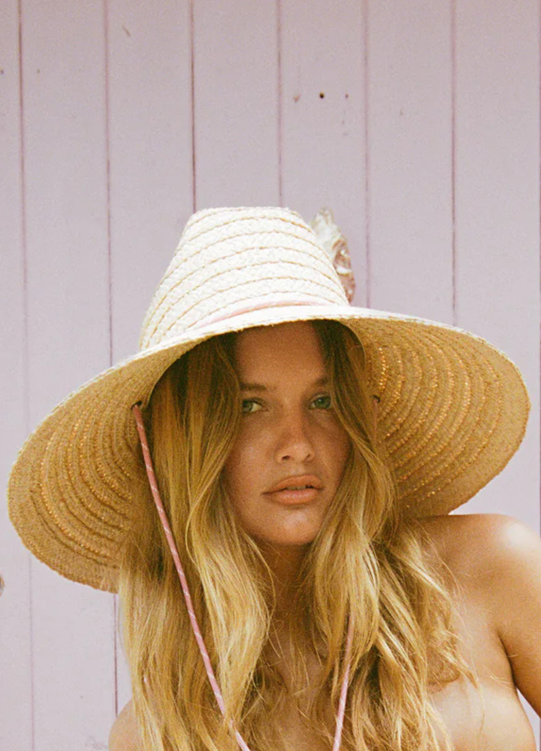 The Vista Wide Brim Hat with Pink Drawcord