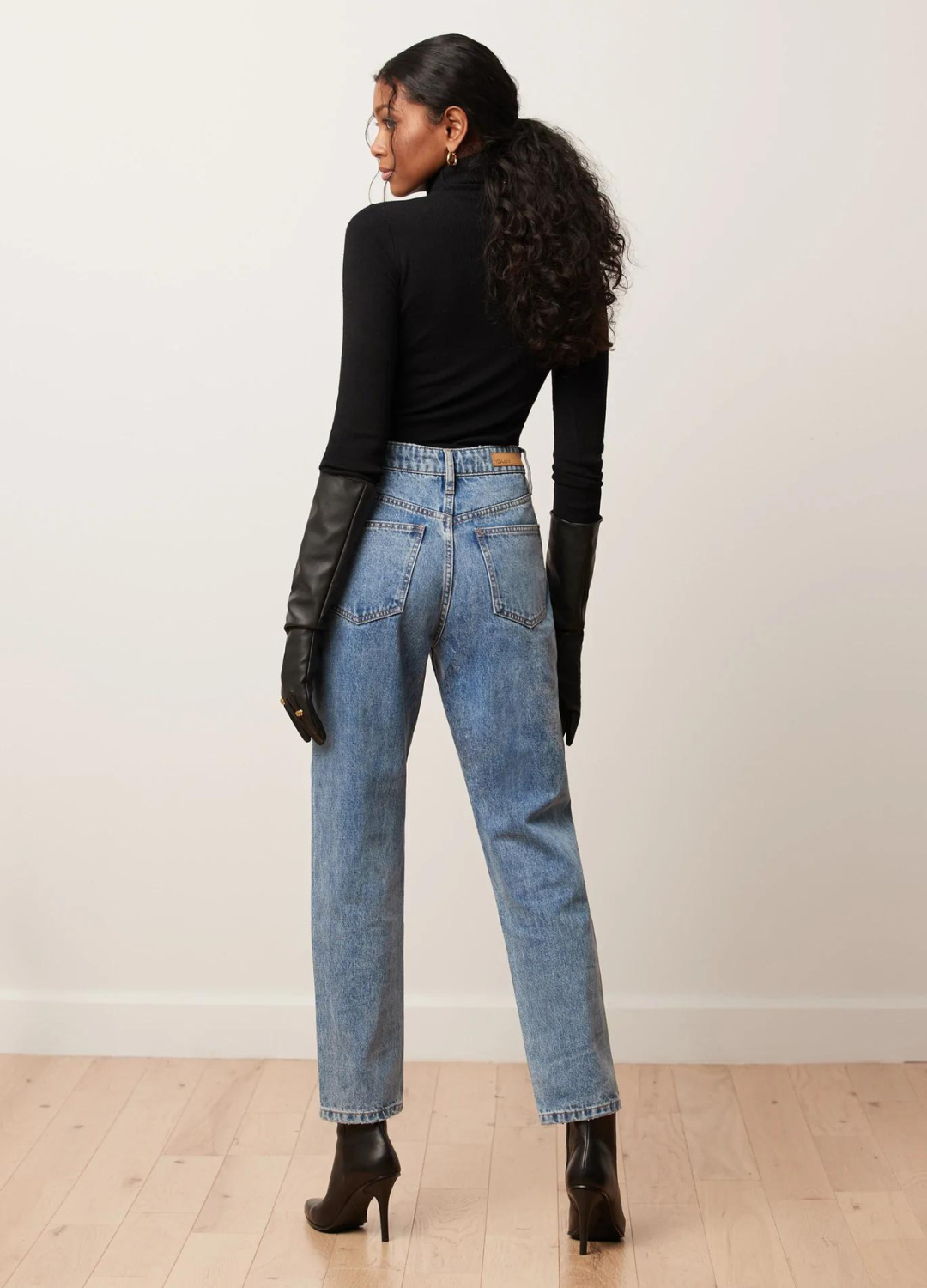 High Rise Slim Leg 100% Cotton Denim in Blue Acid