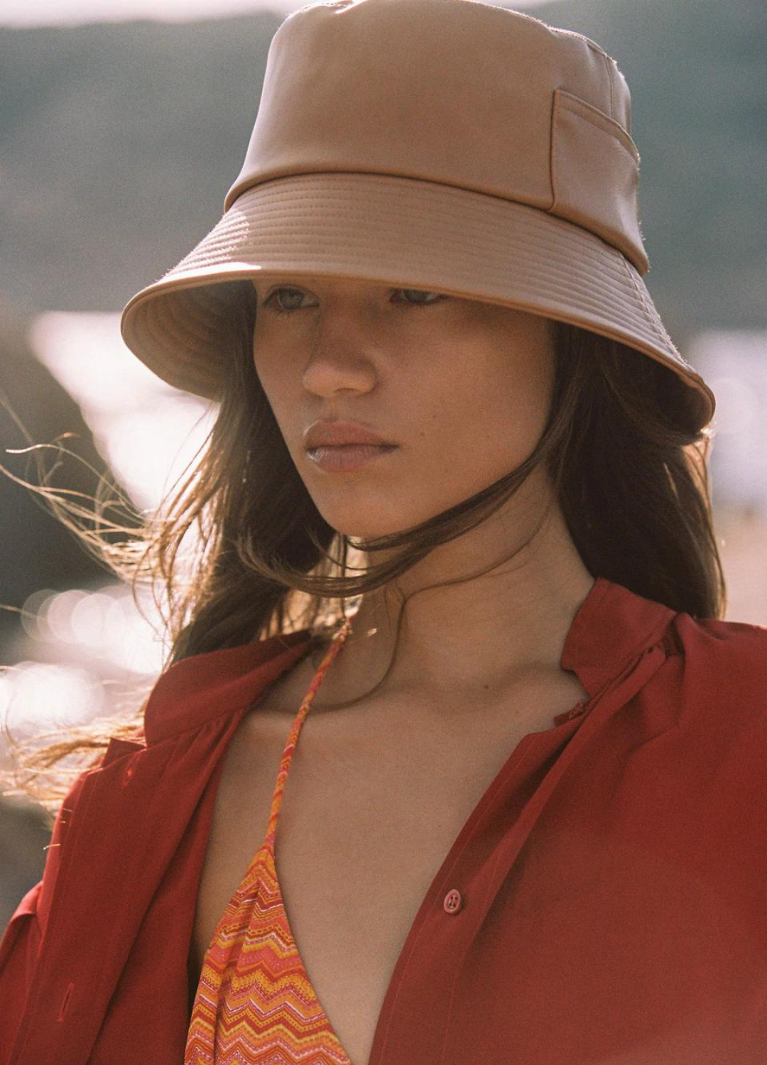 The Wave Bucket in Tan Vegan Leather