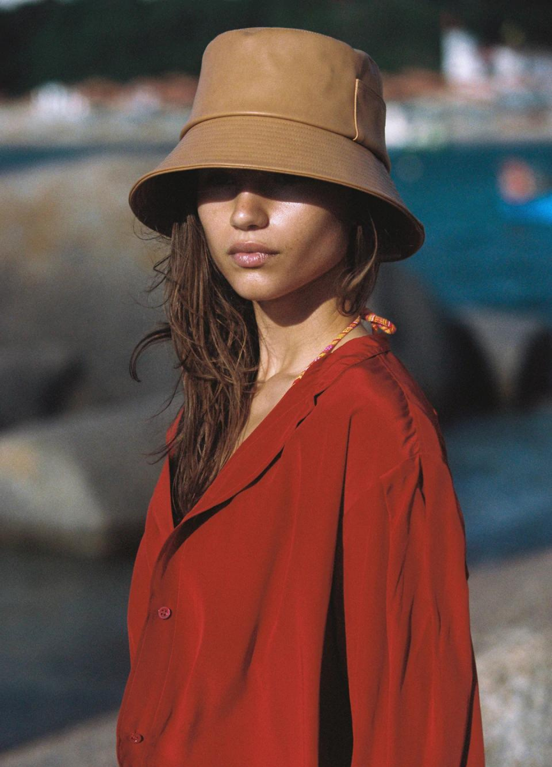 The Wave Bucket in Tan Vegan Leather