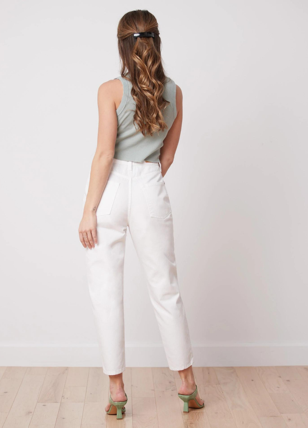 High Rise Slim Leg 100% Cotton Denim in White