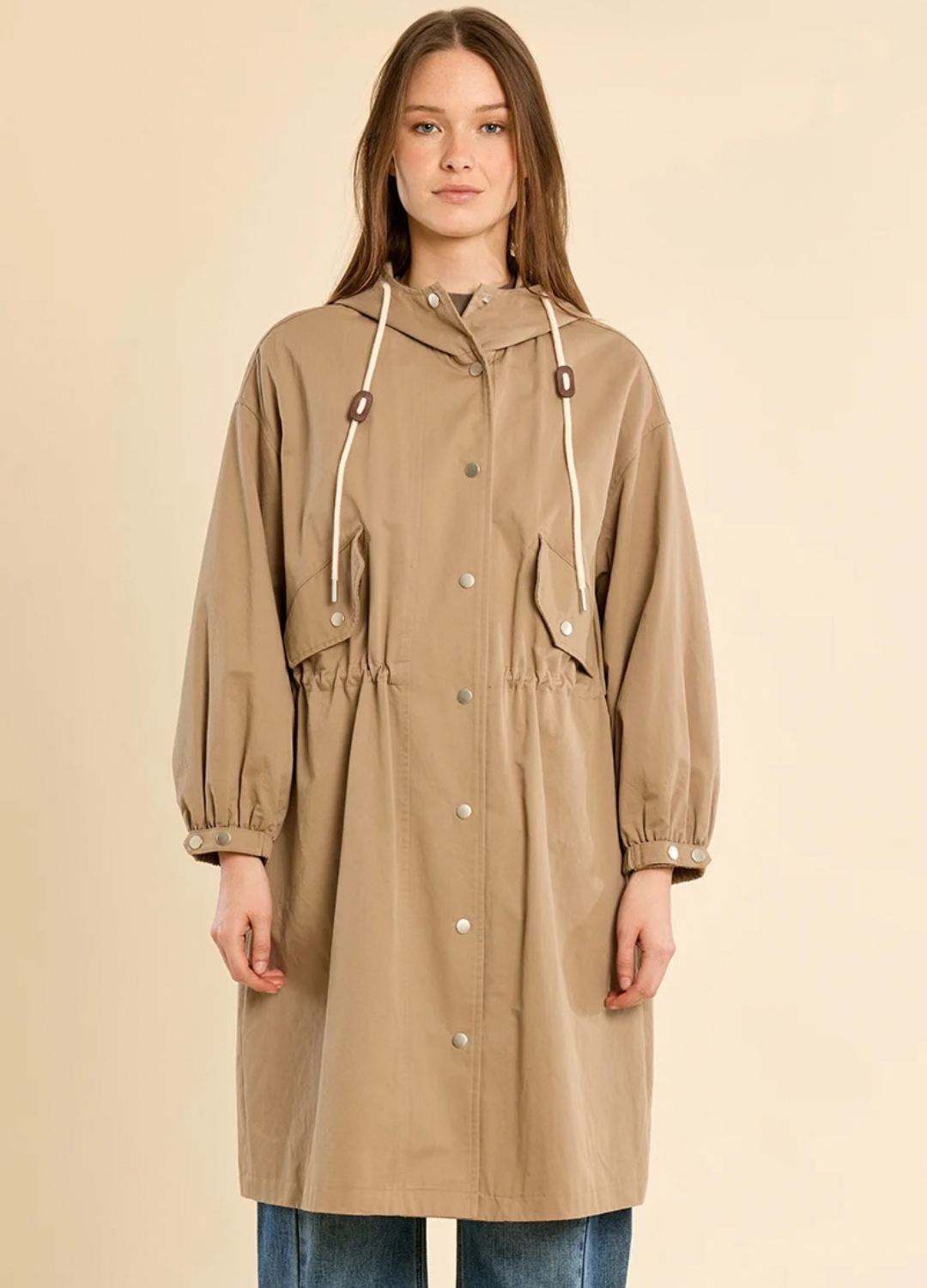 Lauren Cinch Waist Hooded Coat