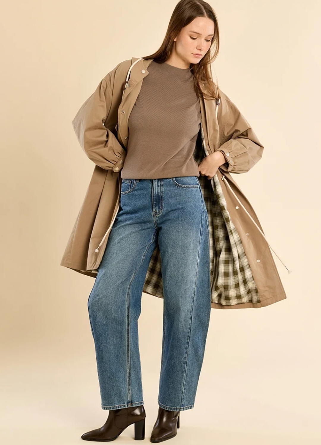 Lauren Cinch Waist Hooded Coat