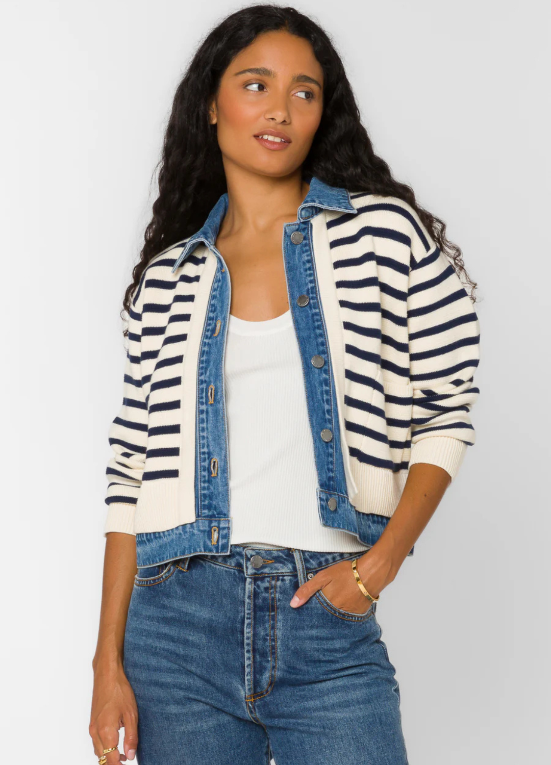 Francis Ivory & Blue Striped Jacket