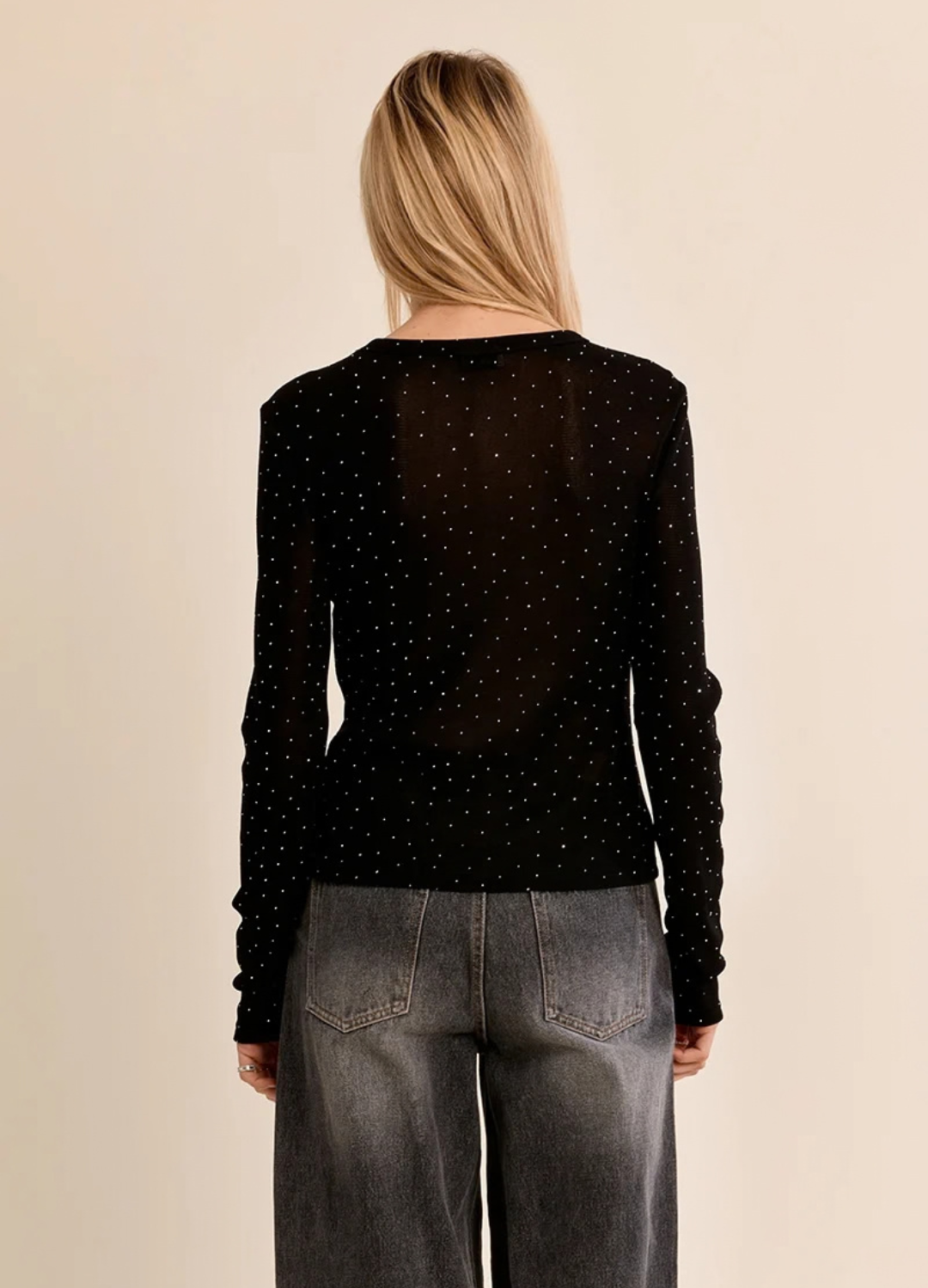 Daria Long Sleeve Mesh Polka Dot Top