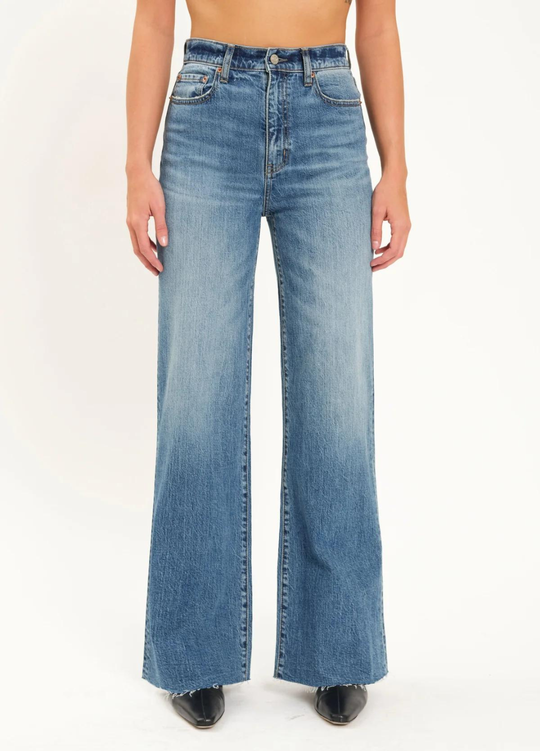 Flare leg denim jeans discount