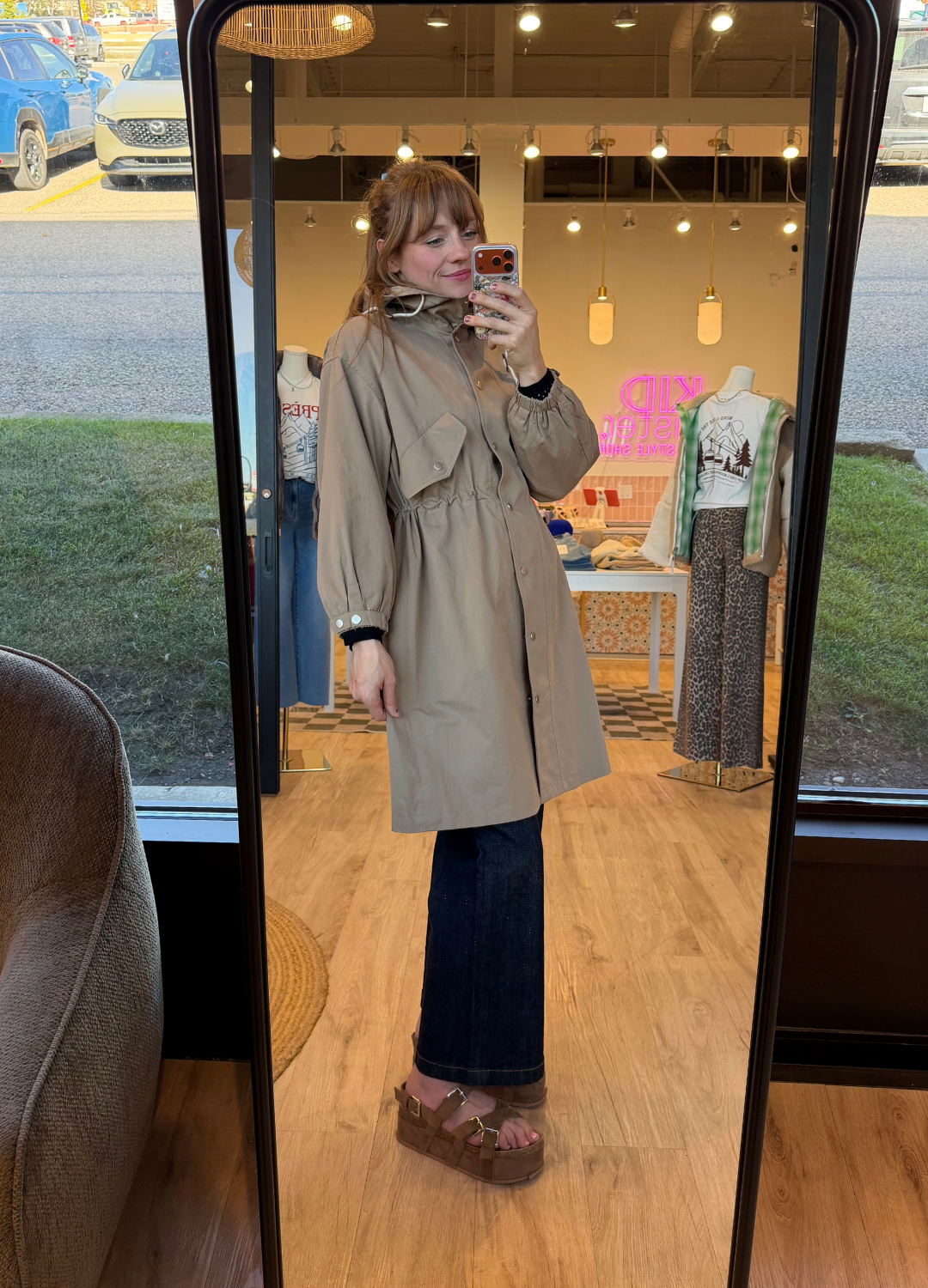 Lauren Cinch Waist Hooded Coat