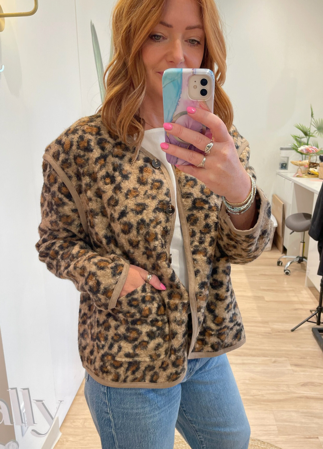 Leopard Print Button Up Jacket