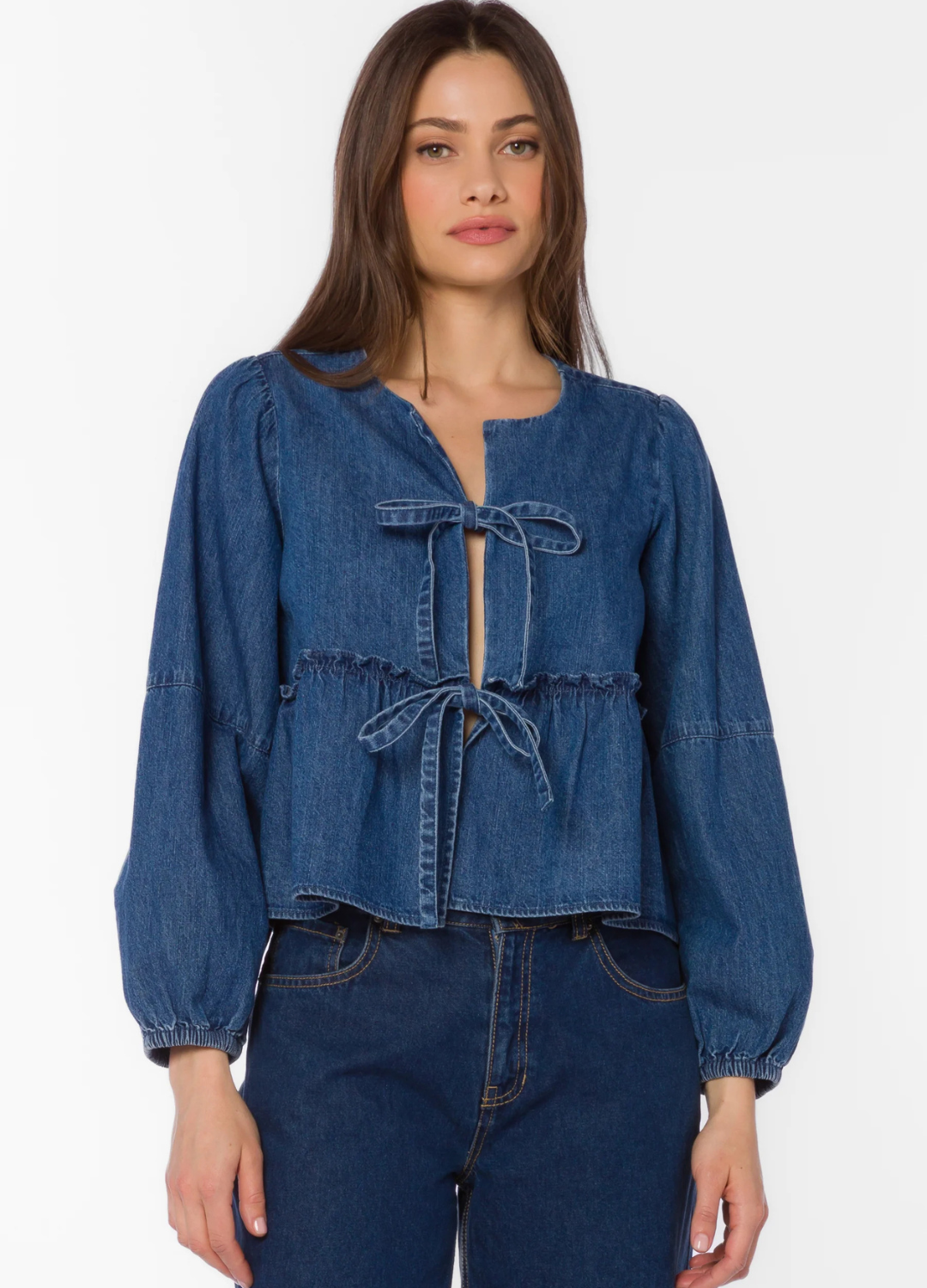 Abbie Denim Peplum Top