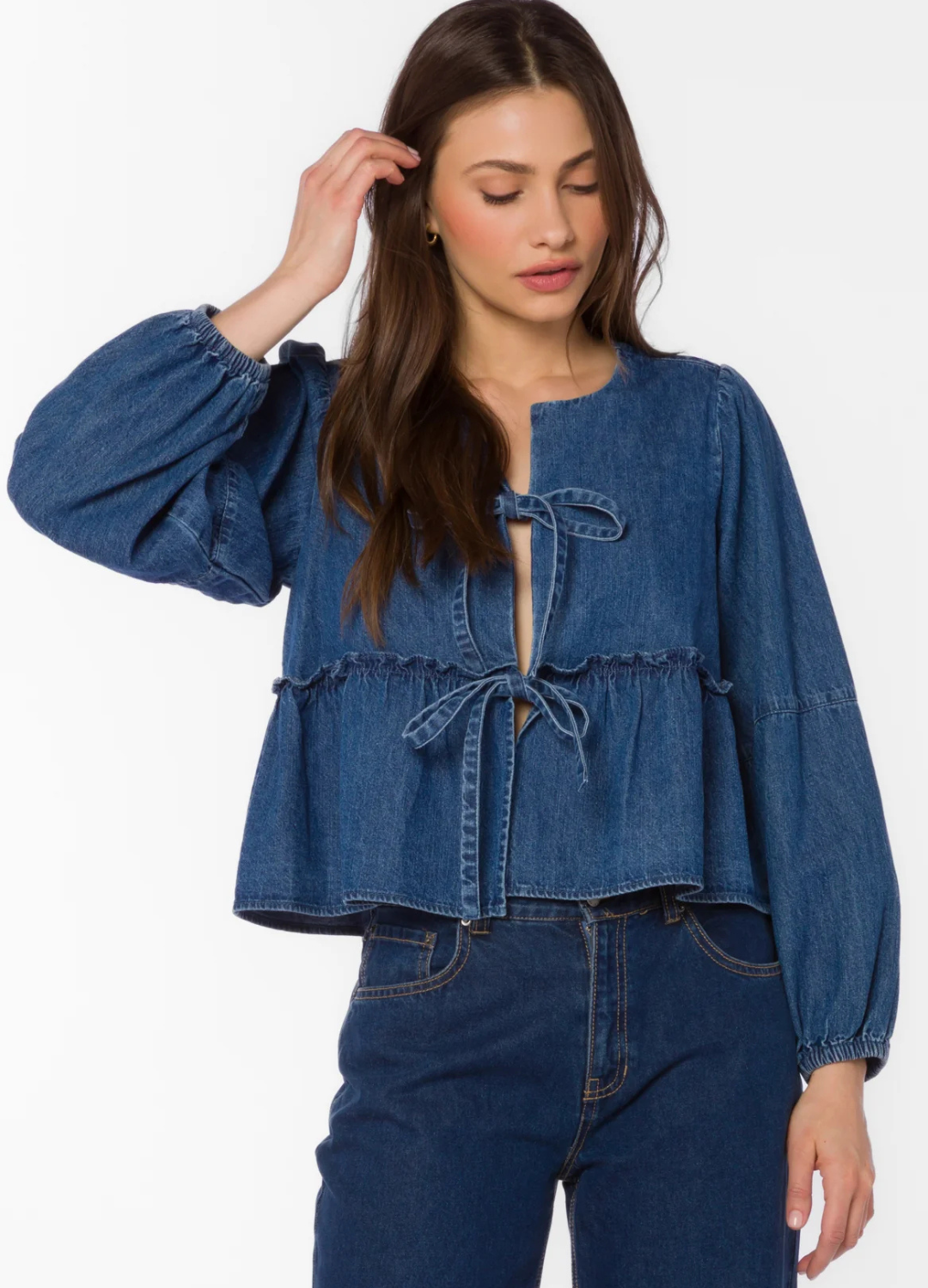 Abbie Denim Peplum Top