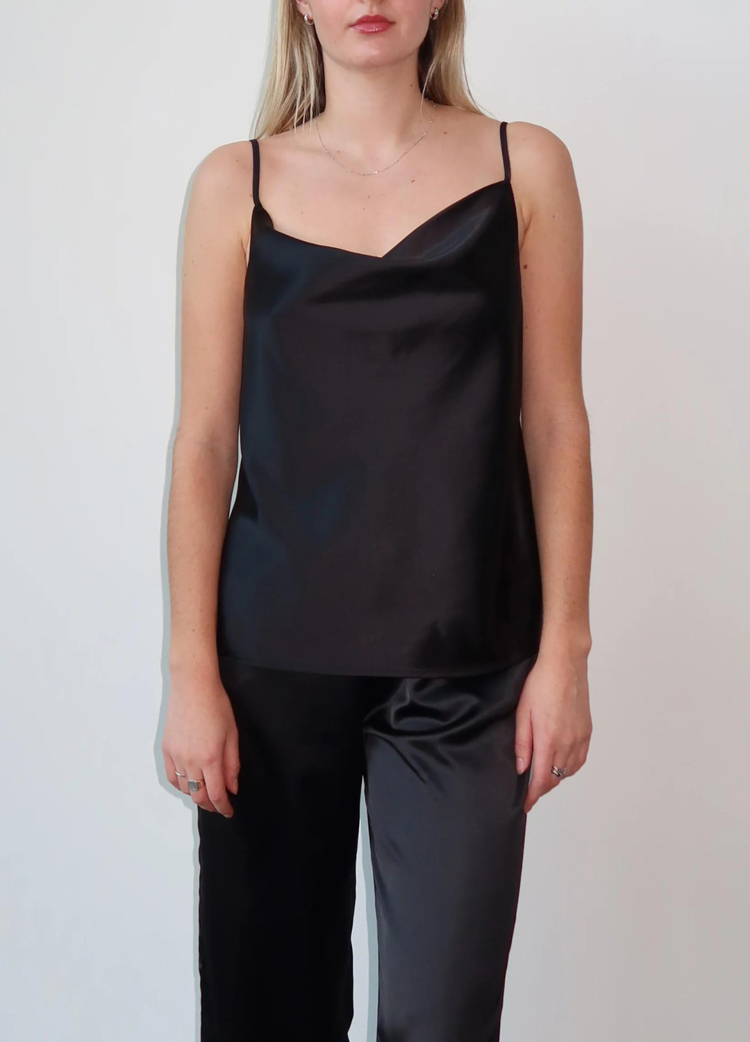The Carrie Satin Cami Top with Cowl Neck