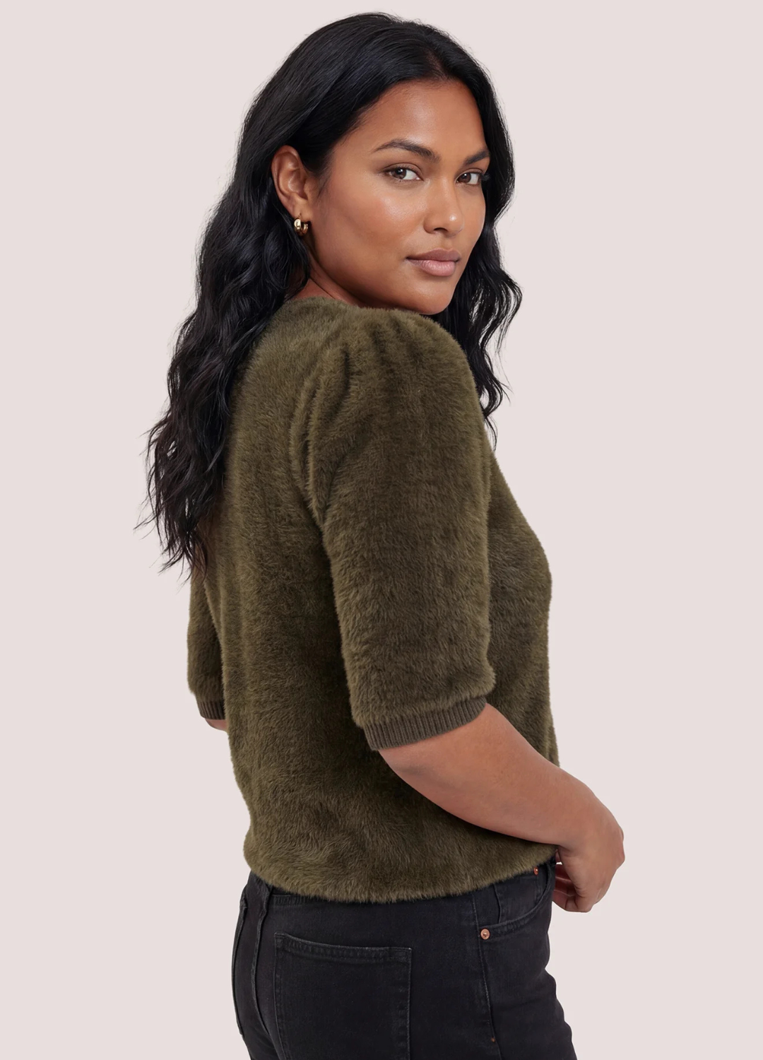 Yvonne Half Sleeve Plush Sweater