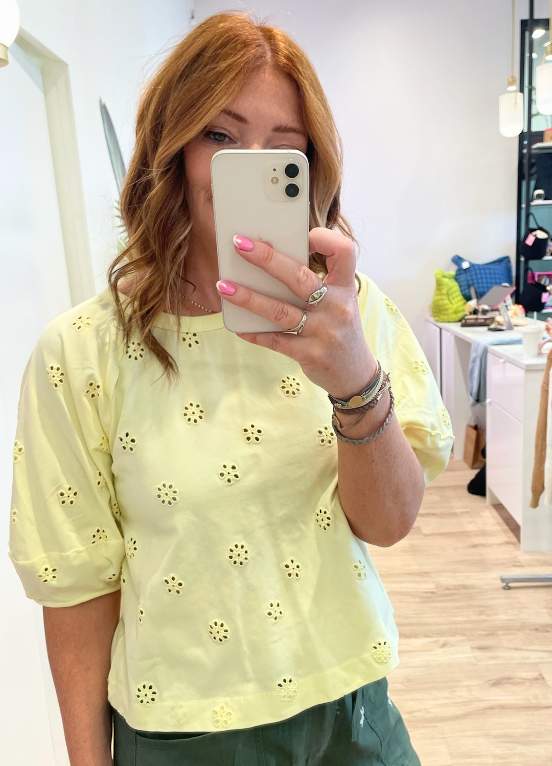 Jessie Eyelet Half-Sleeve Tee
