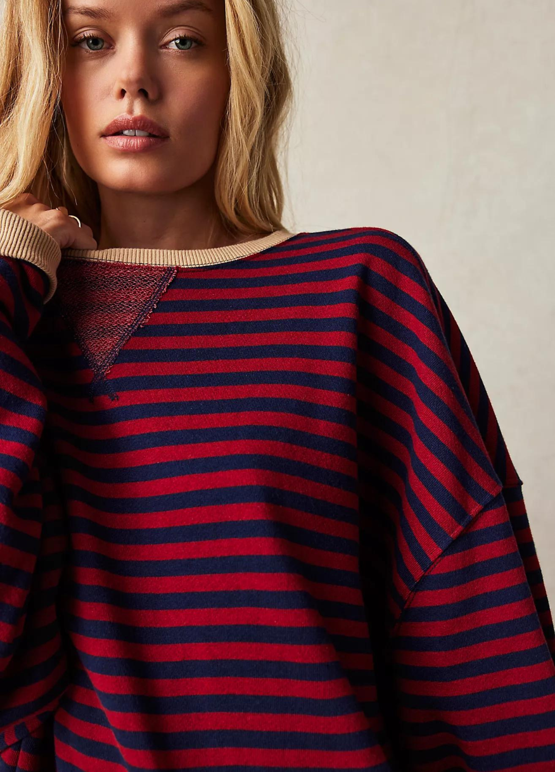 Classic Striped Oversized Crewneck in Nautical Combo