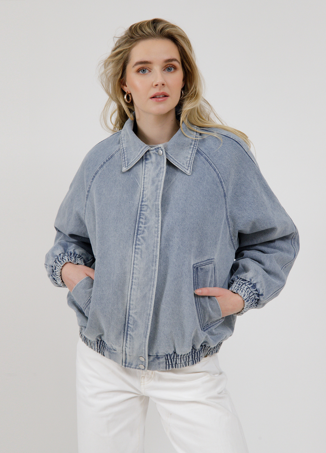 Christine Denim Bomber Jacket