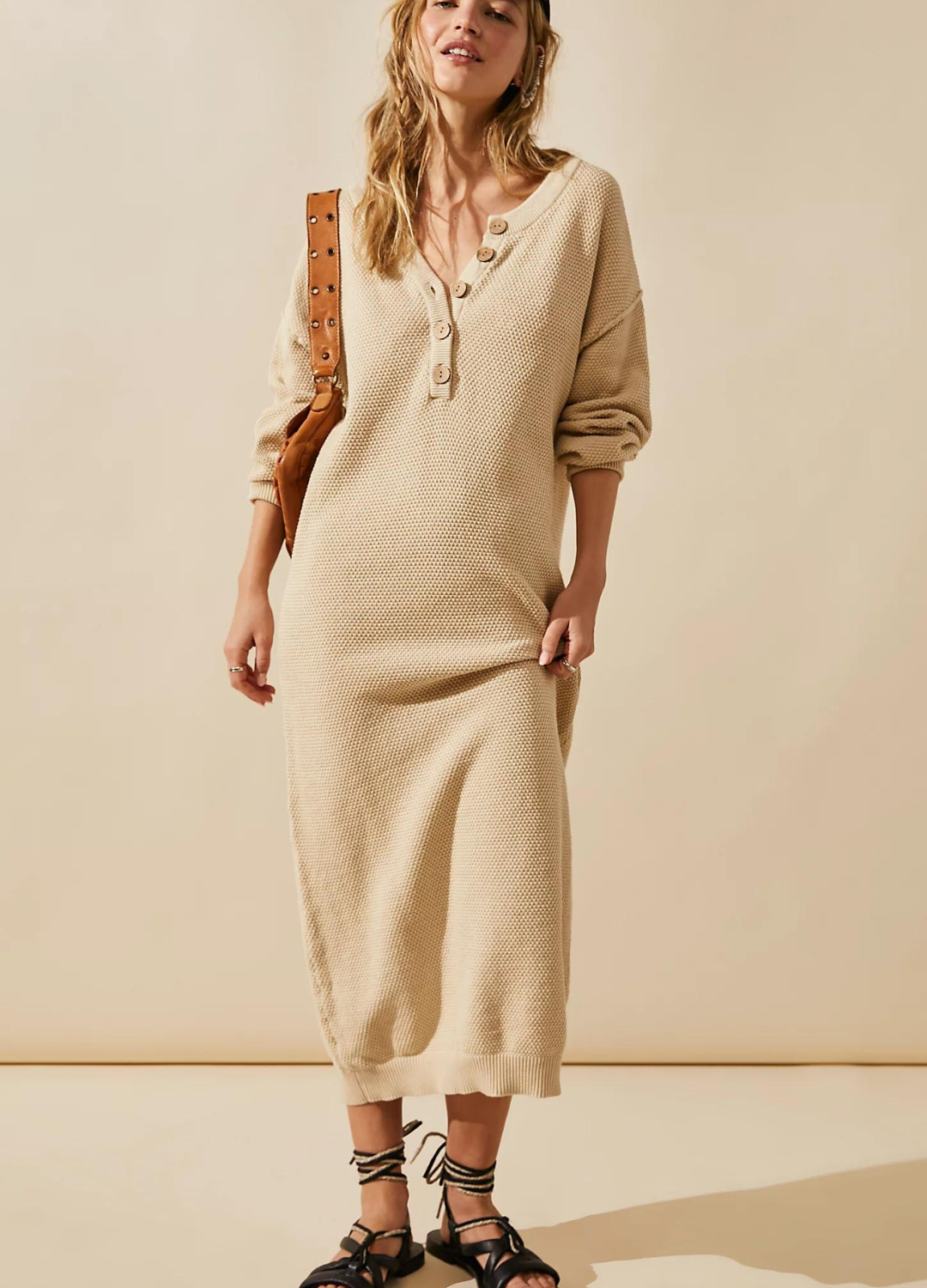 Hailee Sweater Midi Dress // Au Lait