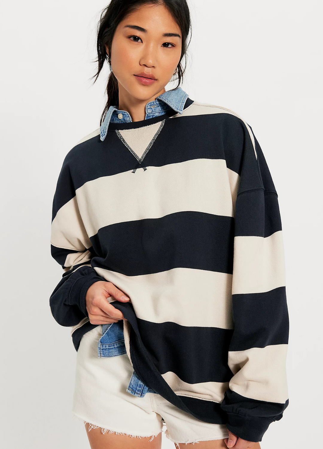 We The Free Classic Wide Stripe Oversized Crewneck