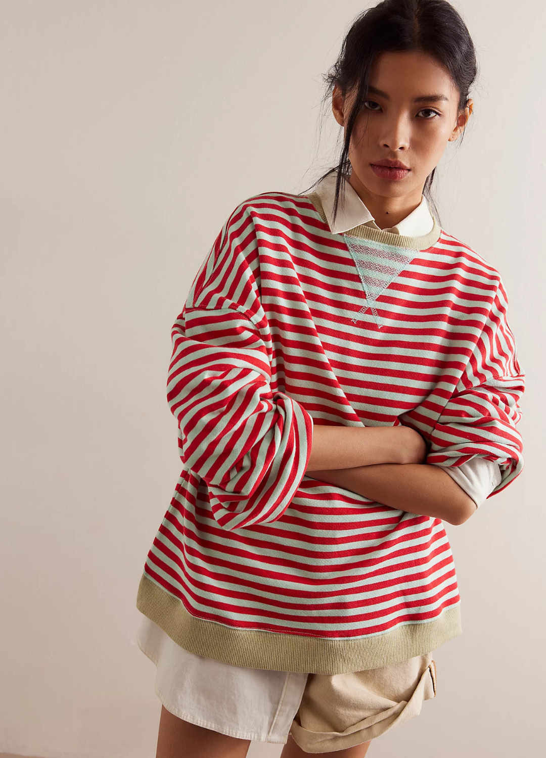 Classic Striped Oversized Crewneck