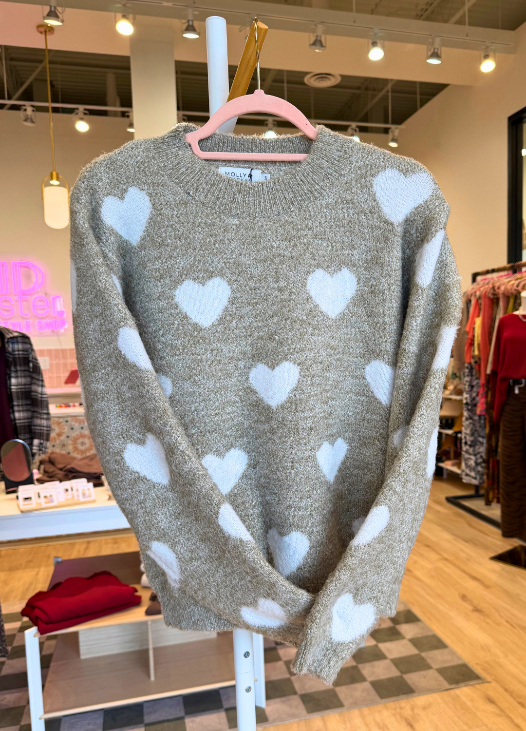 Carley All Over Heart Knit Sweater