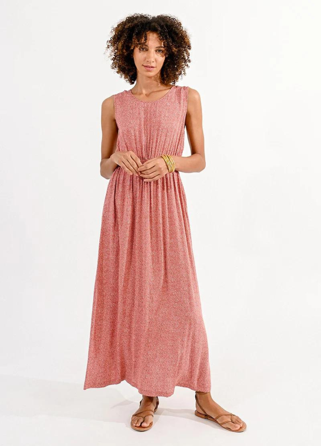 Sleeveless Maxi Dress with Deep V Back Detail