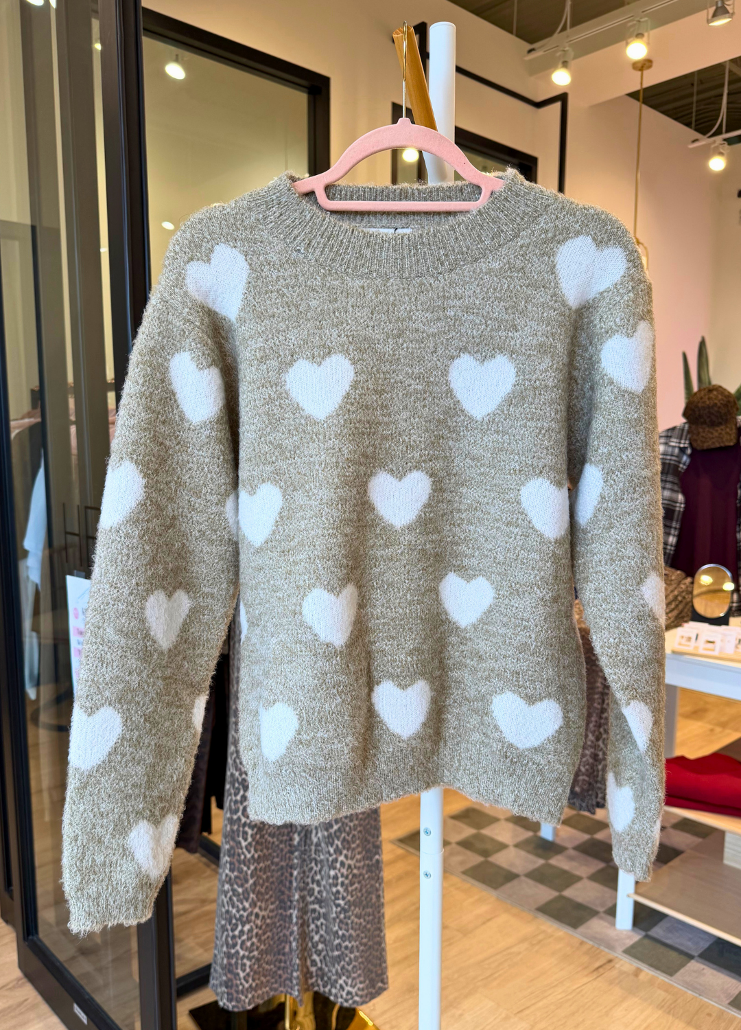 Carley All Over Heart Knit Sweater
