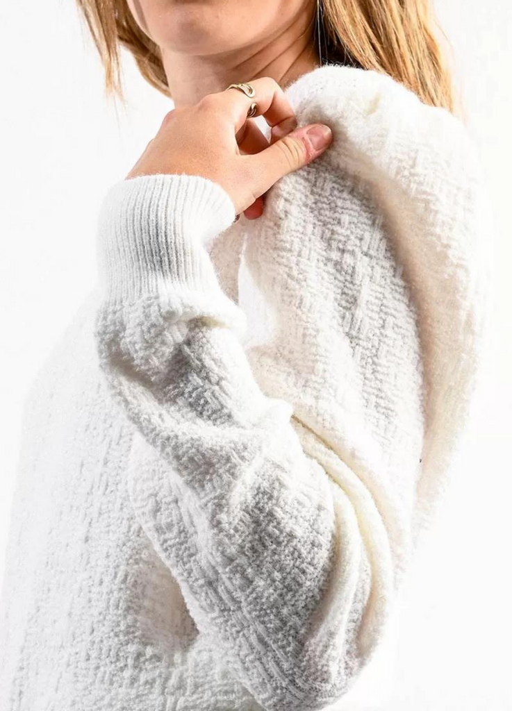 Puff Sleeve Sweater // White