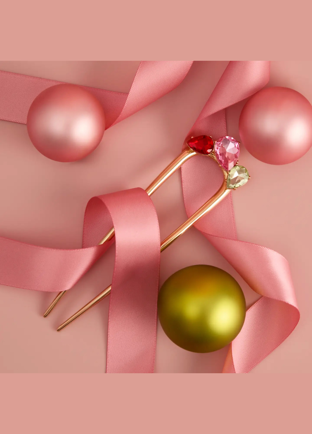 Holiday Gemstone French Hair Pin