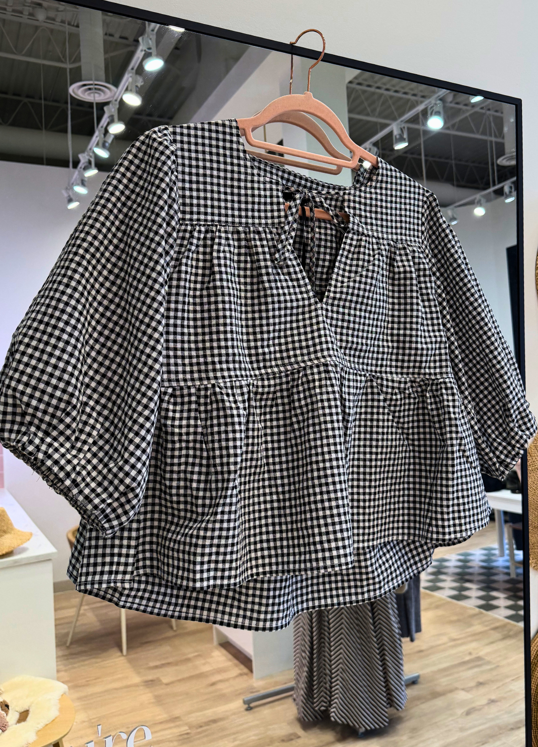 Ferlita Black Gingham Top