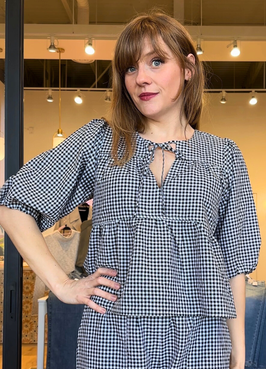 Ferlita Black Gingham Top