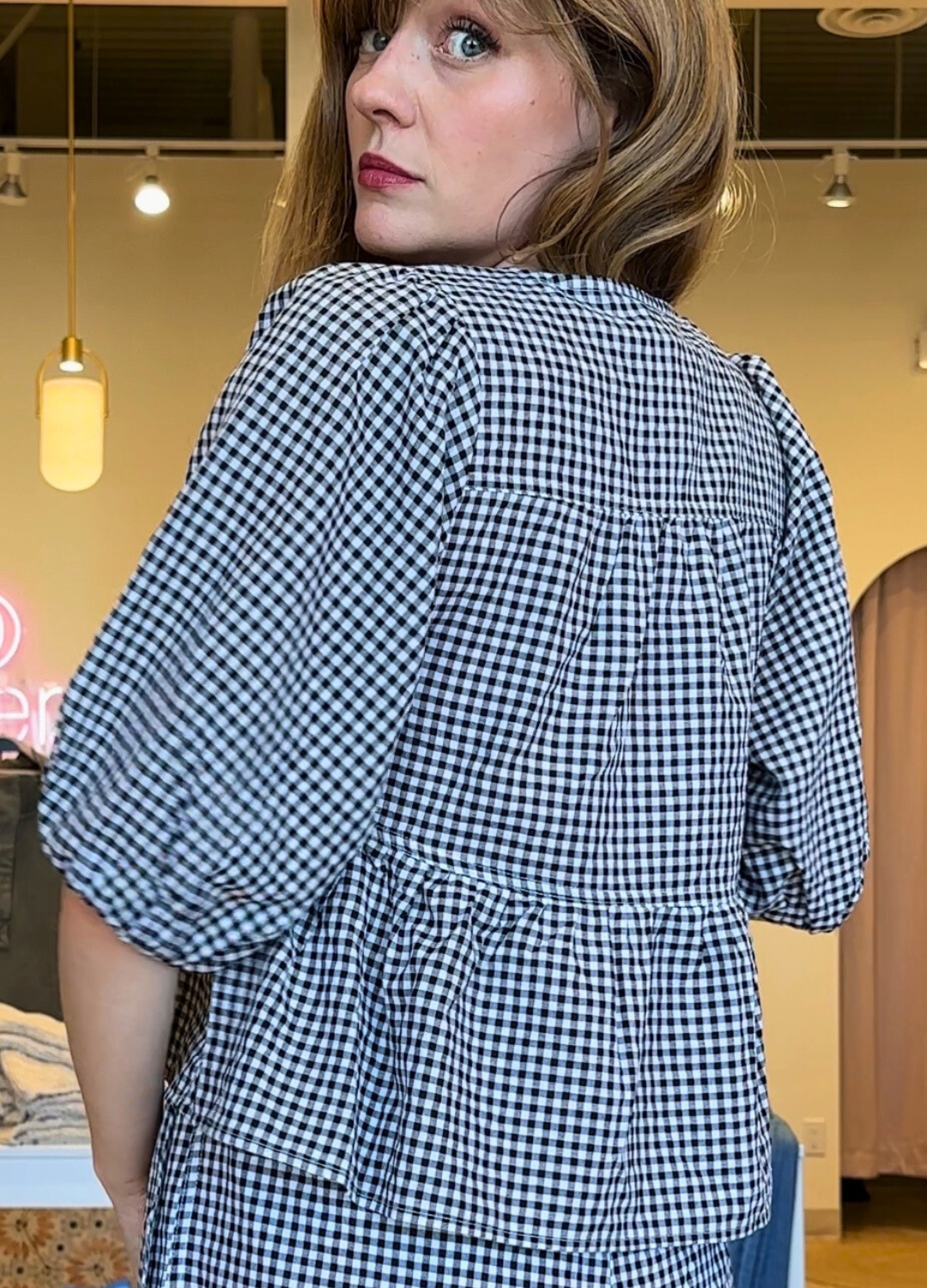 Ferlita Black Gingham Top