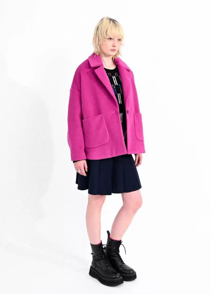 Woven Paletot Coat // Pink