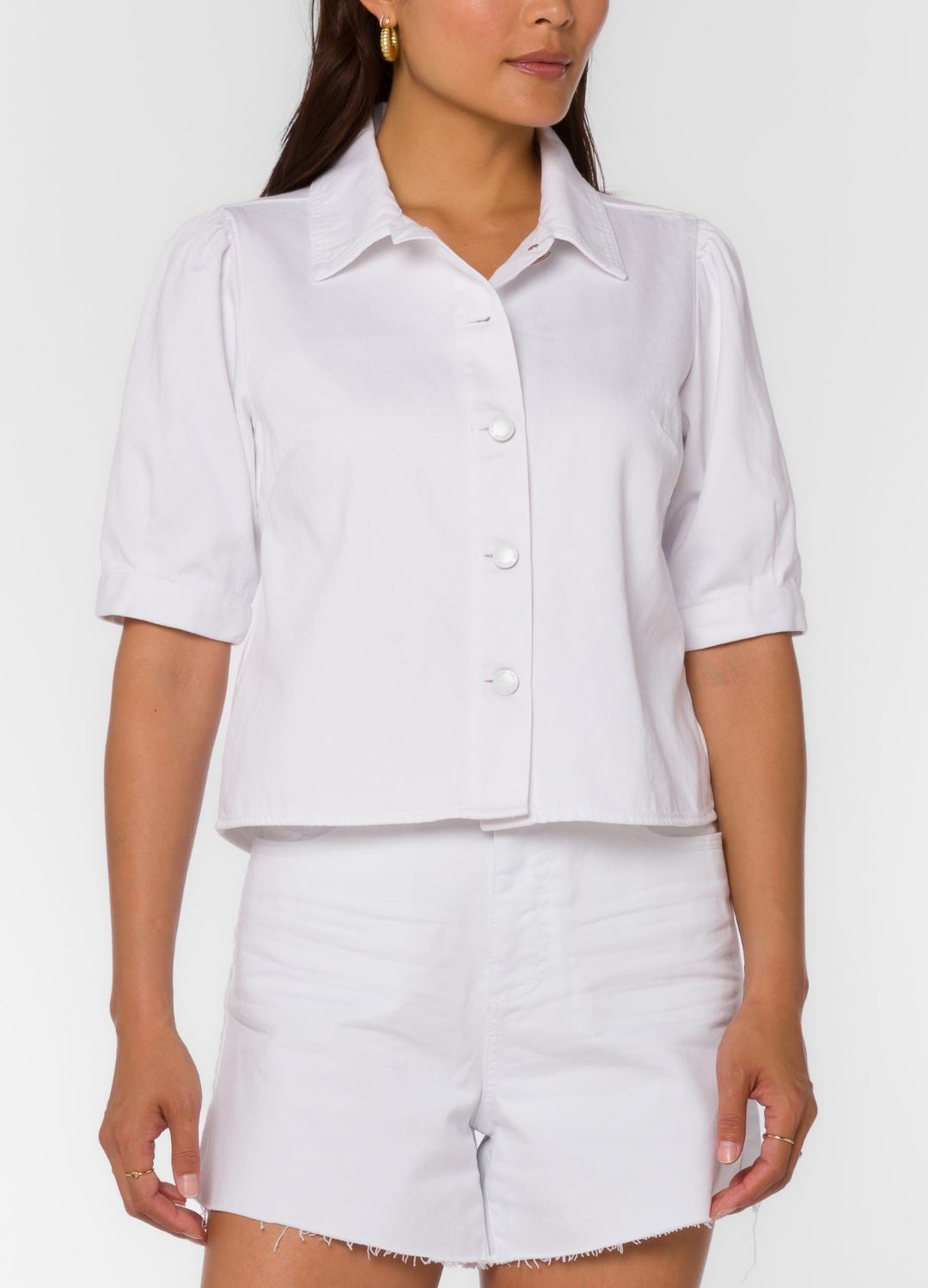 Miriana Short Puff Sleeve Denim Blouse