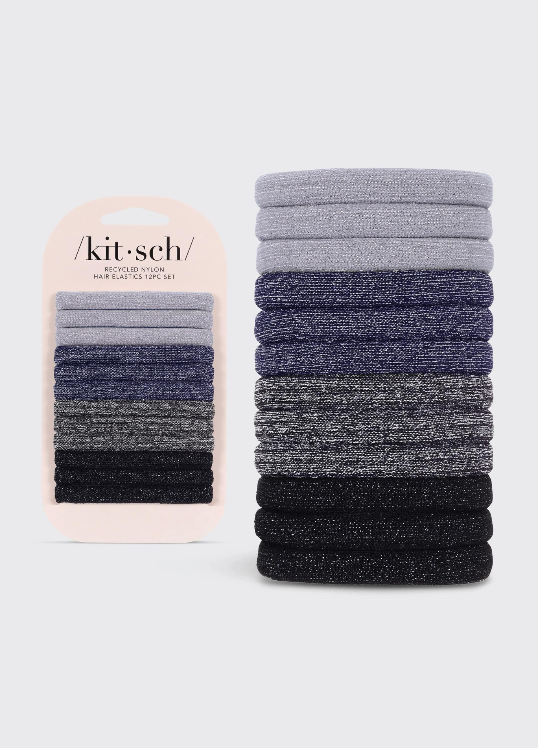 Glitter Nylon Hair Elastics - Pack of 12