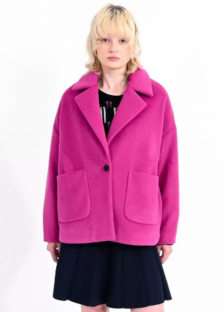 Woven Paletot Coat // Pink