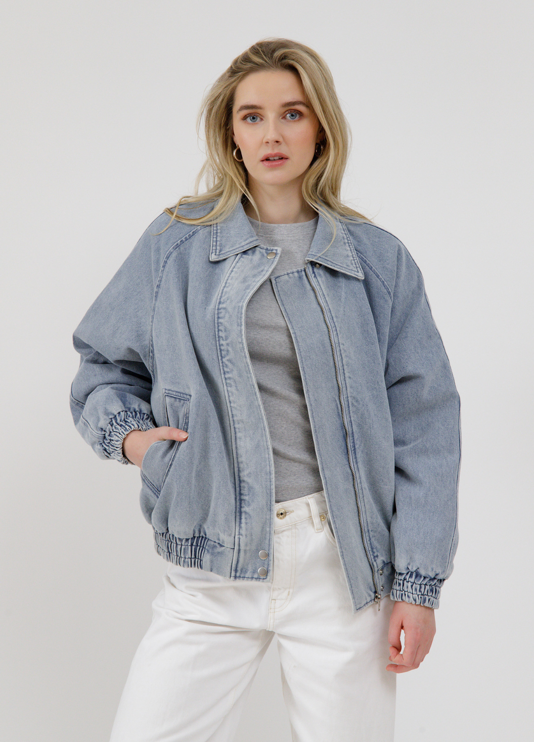 Christine Denim Bomber Jacket